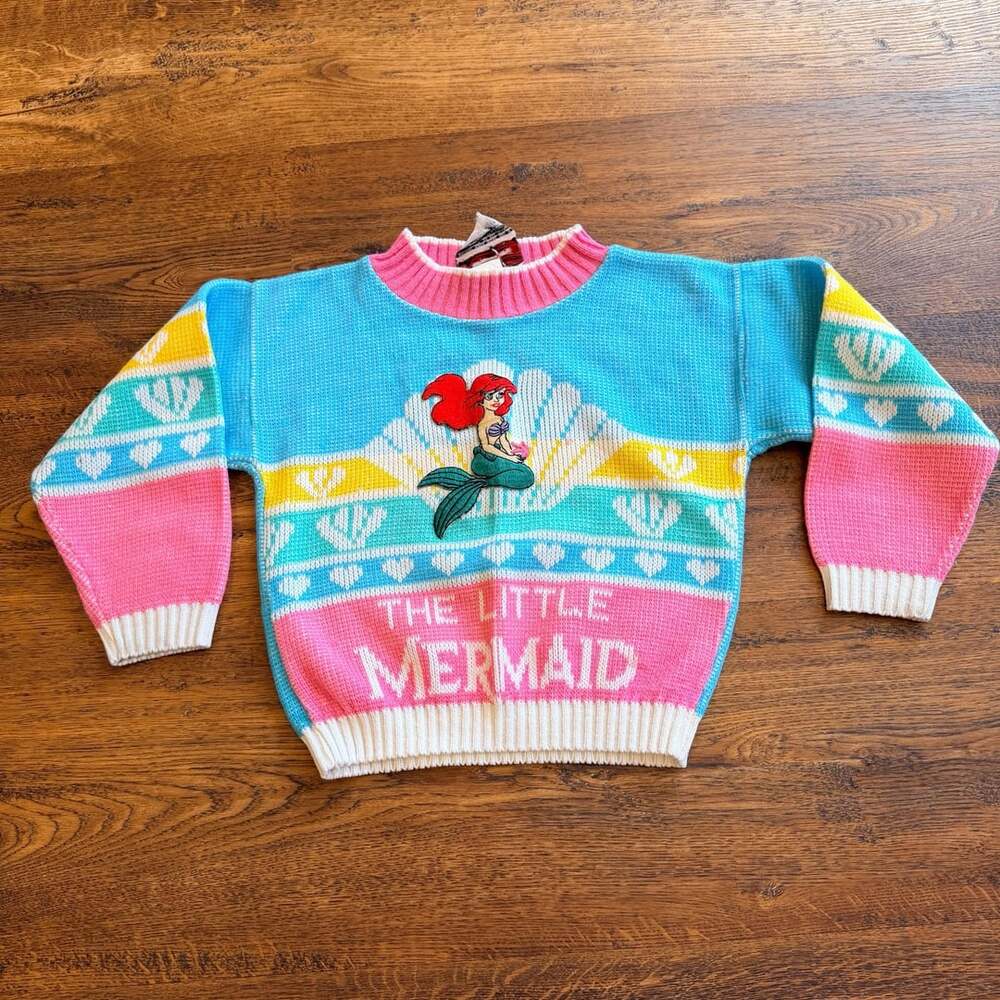 Hot Cashews The Little Mermaid Sweater Multicolor Vintage Acrylic